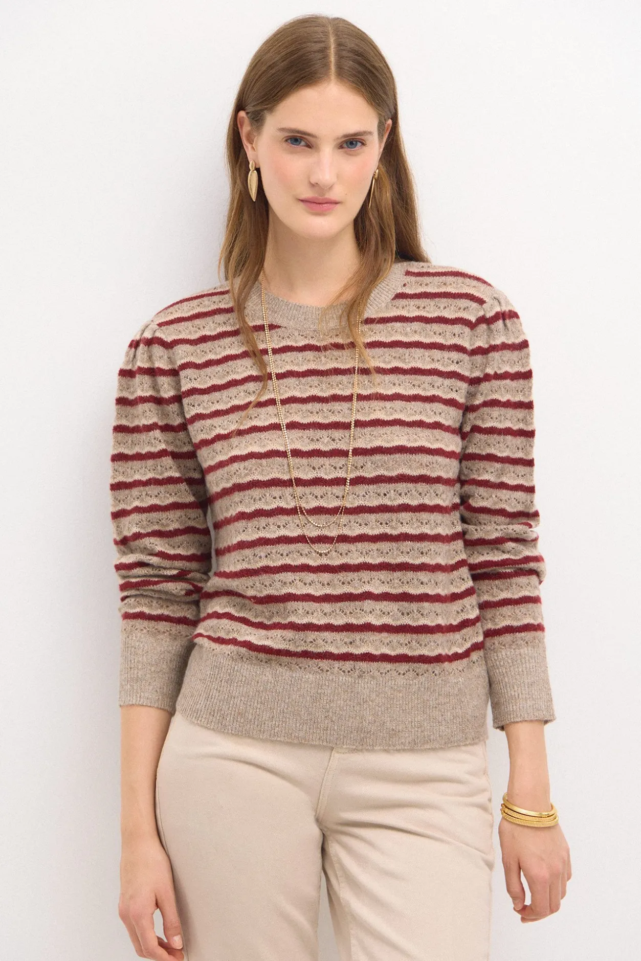 telma_jersey_rayas_calado_0.webp Discount Telma. Jersey rayas calado Mujer Jerséis Y Cárdigans