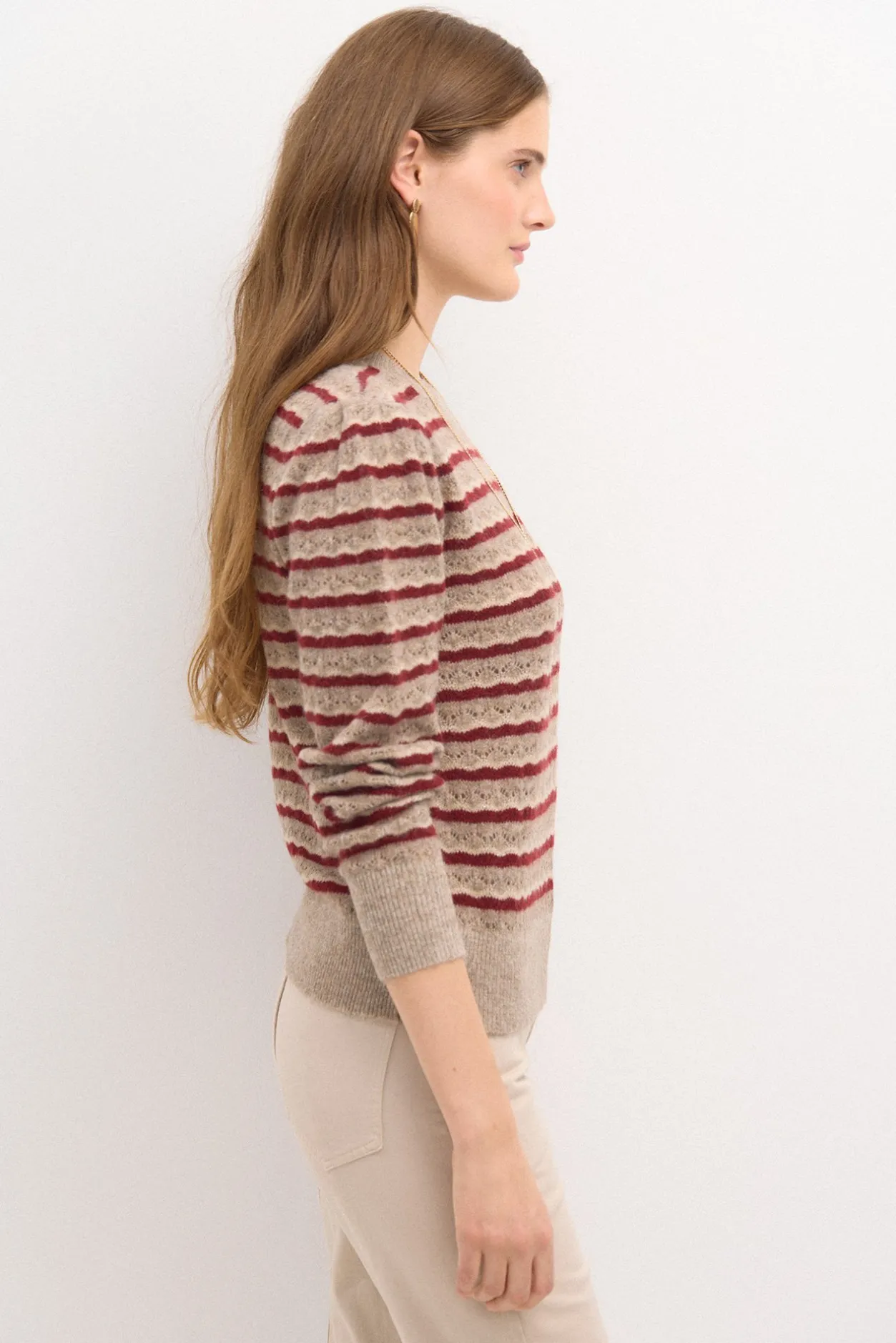 telma_jersey_rayas_calado_1.webp Discount Telma. Jersey rayas calado Mujer Jerséis Y Cárdigans