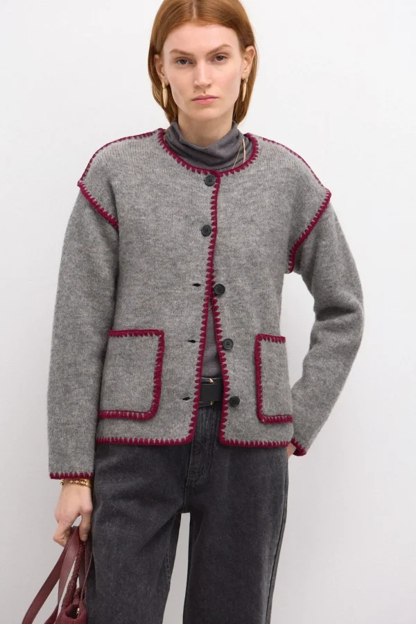 Online Tesira. Chaqueta de punto bordada Mujer Jerséis Y Cárdigans