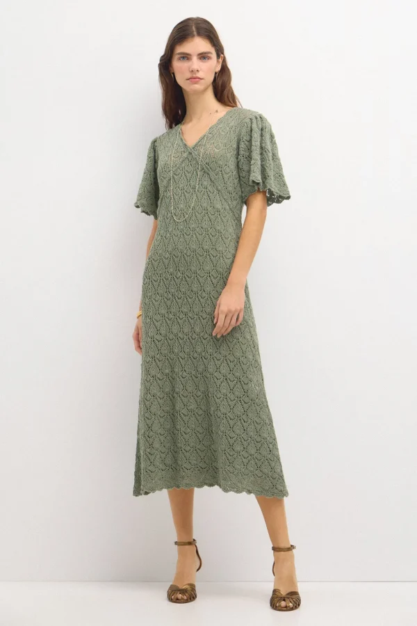 Online Tirsa. Vestido de punto calado Mujer Vestidos Y Monos