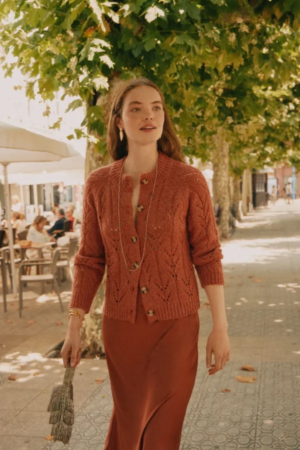 Outlet Tricia. Chaqueta de punto calado Mujer Jerséis Y Cárdigans